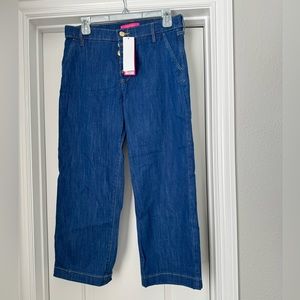 NWT Lilly Pulitzer button fly wide leg crop jeans